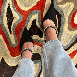 Mini Black Heels with Crystal Strap